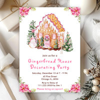 Pink Gingerbread House Decorating Party