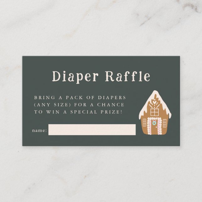Pink Gingerbread House Diaper Raffle Ticket  Enclosure Card (Front)