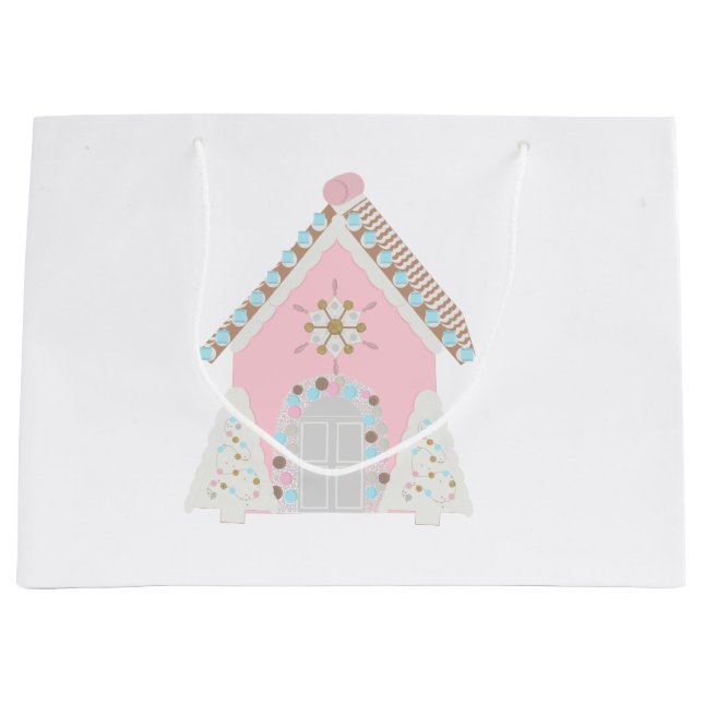 Pink gingerbread house gift bag (Front)