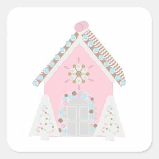 Pink gingerbread house stickers