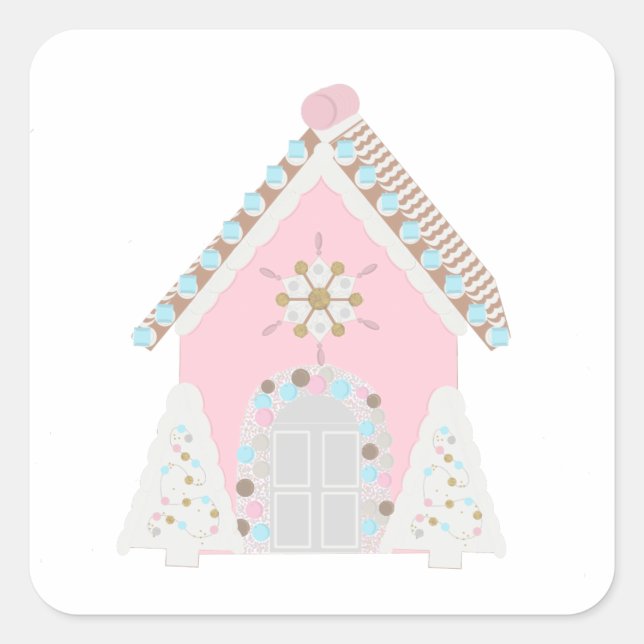 Pink gingerbread house stickers (Front)