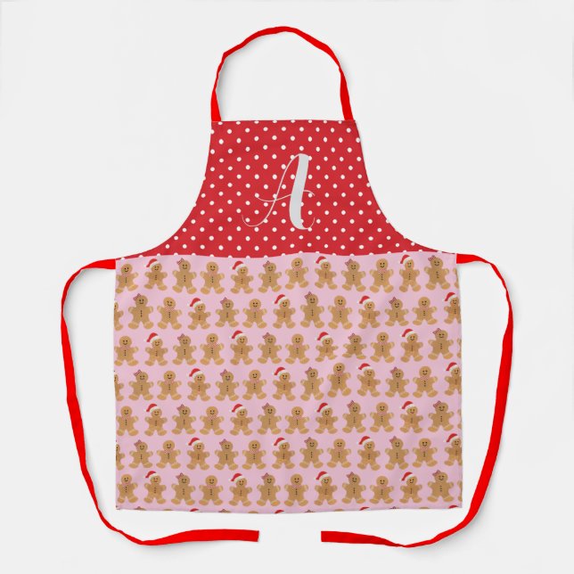 Pink Gingerbread Trio Apron, Medium Apron (Front)