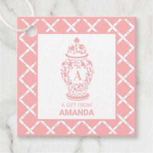 Pink GingerJar & Bamboo Monogram Favour Tags