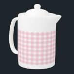 Pink Gingham 2<br><div class="desc">Medium white Porcelain teapot with an image of baby pink gingham. See matching candy jar,  mug,  pitcher,  paper plate and coasters. See the entire Kids' Corner Teapot collection in the FOOD/BEV | Dishes section.</div>