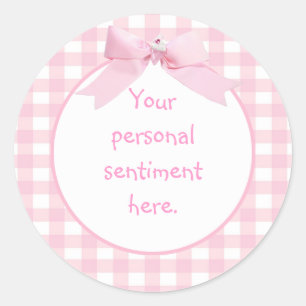 Pink Gingham 2 Classic Round Sticker