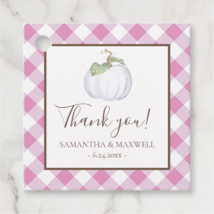Pink Gingham and White Pumpkin Thank You Favour Tags