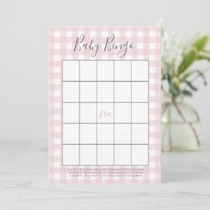 Pink Gingham Baby GIrl Shower Bingo Cards