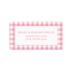 Pink Gingham Baby-Q Barbecue BBQ Address Label