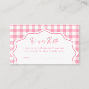 Pink Gingham Baby-Q BBQ Baby Shower Diaper Raffle Enclosure Card