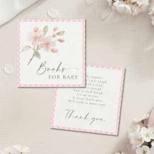 Pink Gingham Baby Shower Books For Baby Enclosure Card