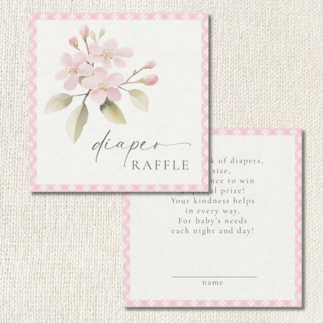 Pink Gingham Baby Shower Diaper Raffle Enclosure Card (Creator Uploaded)