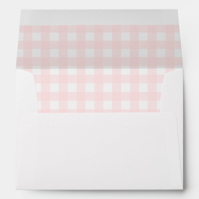 Pink Gingham Baby Shower Envelope (Back (Bottom))