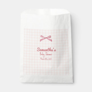 Pink Gingham Baby Shower Favour Bag