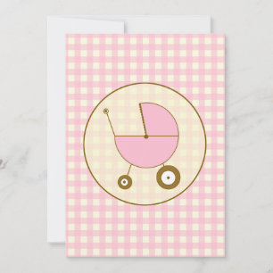 Pink Gingham Baby Shower Invitation