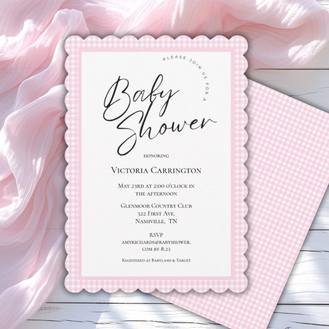Pink Gingham Baby Shower Invitation (Creator Uploaded)