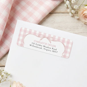 Pink Gingham Baby Shower Return Address