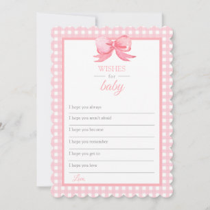 Pink Gingham Baby Shower Wishes for Baby Card