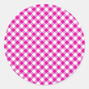 Pink Gingham Background Round Sticker