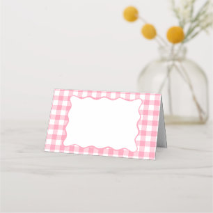 Pink Gingham Barbecue Baby-Q BBQ Baby Shower Place Card