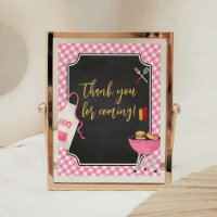 Pink Gingham BBQ Baby Shower Thank you for Coming
