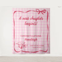 Pink Gingham Bow A New Chapter Graduation