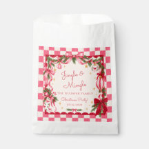 Pink Gingham Bow Christmas Party