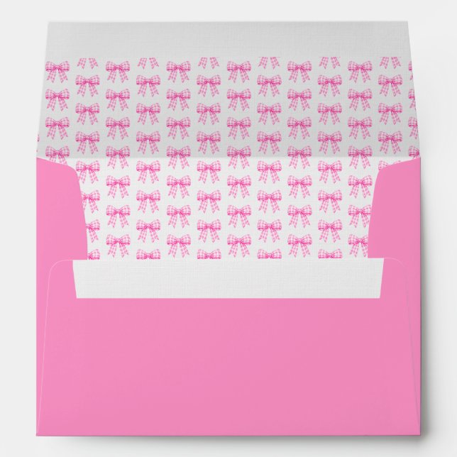 Pink Gingham Bow Girl Baby Shower  Envelope (Back (Bottom))