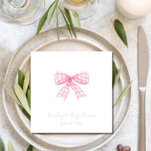 Pink Gingham Bow Ribbon Coquette Personalized Napkin