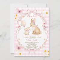 Pink Gingham Bunny Baby Shower Butterfly Daisy