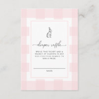 Pink Gingham Bunny Diaper Raffle Ticket Enclosure