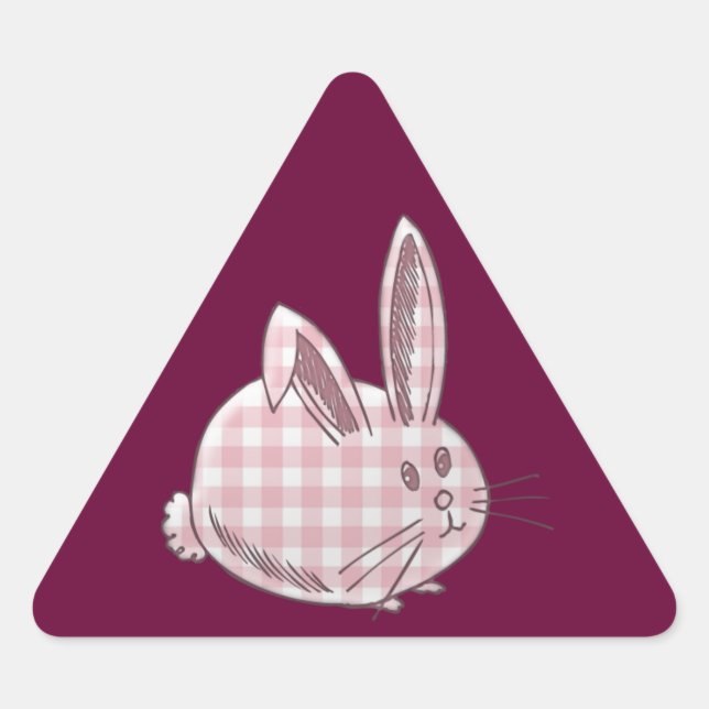 pink gingham bunny triangle sticker (Front)