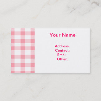 Pink Gingham Business Card