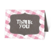 Pink Gingham Canvas Thank You Cards