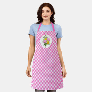 Pink Gingham Check All Over Print  Apron