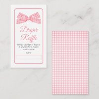 Pink Gingham Check Bow Baby Shower Diaper Raffle