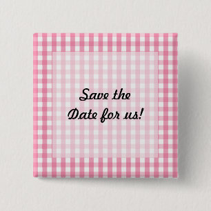 Pink Gingham Check Pattern 15 Cm Square Badge