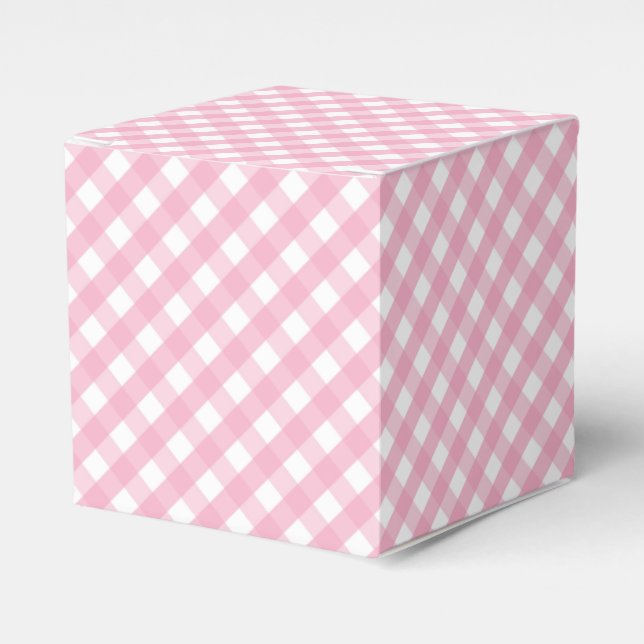Pink Gingham Check Pattern Favour Box (Front Side)