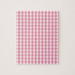 Pink Gingham Check Pattern Jigsaw Puzzle