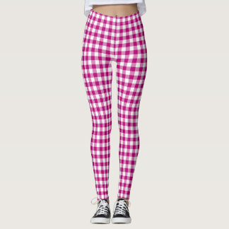 Pink Gingham Check Pattern Leggings