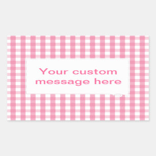 Pink Gingham Check Pattern Rectangular Sticker