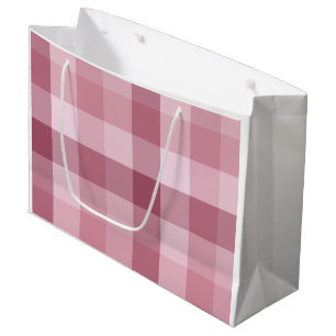 Pink Gingham Check Plaid Design Large Gift Bag