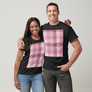Pink Gingham Check Plaid Design T-Shirt