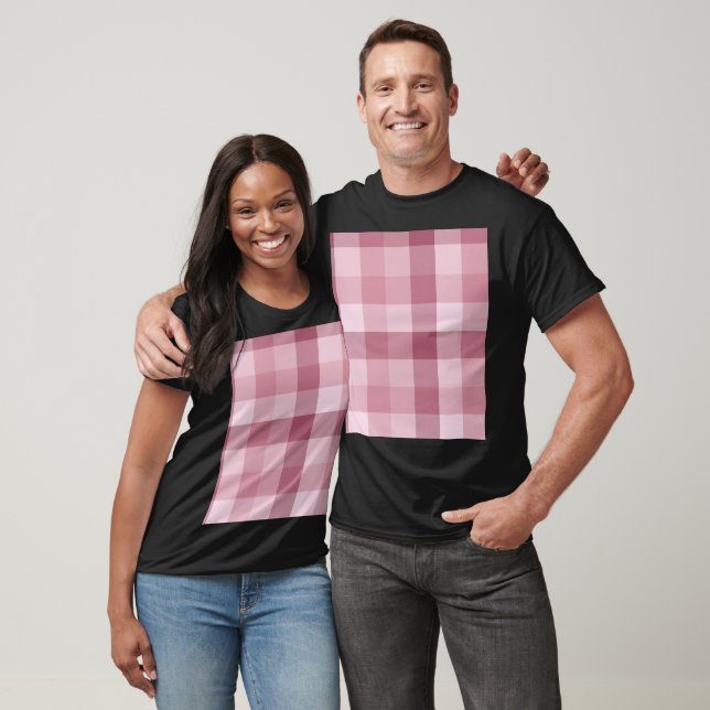 Pink Gingham Check Plaid Design T-Shirt (Unisex)