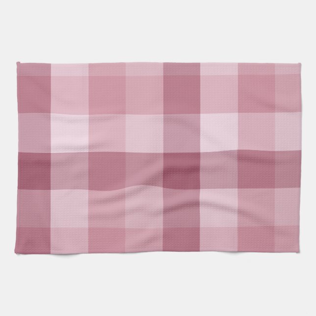 Pink Gingham Check Plaid Design Tea Towel (Horizontal)