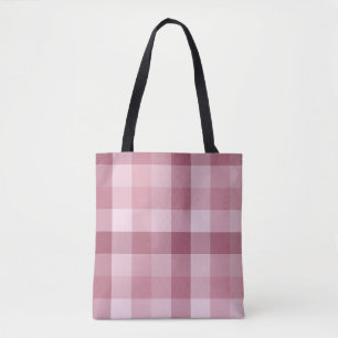 Pink Gingham Check Plaid Design Tote Bag