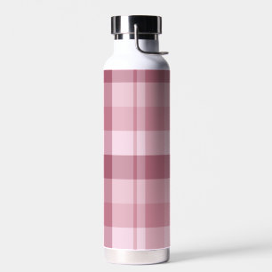 Pink Gingham Check Plaid Design Water Bottle