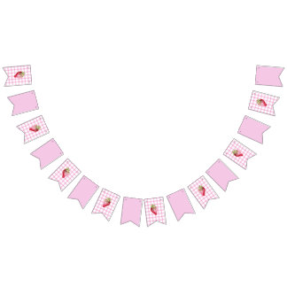 Pink Gingham Chequered Strawberry Birthday Bunting