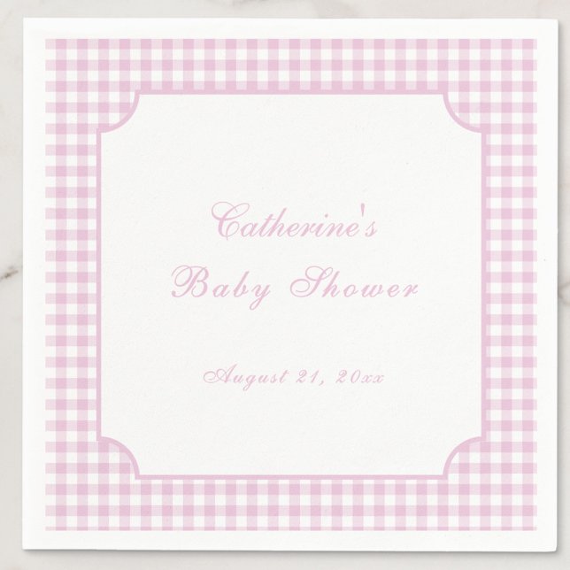 Pink Gingham Classic Baby Shower Napkin (Creator Uploaded)