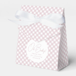 Pink gingham classic cute simple baby boy shower favour box