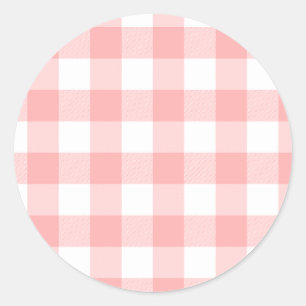 Pink Gingham Classic Round Sticker